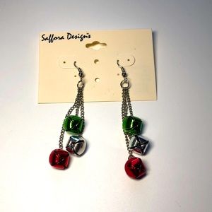 Christmas Bells Earrings Jingle Jangle Red Green